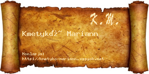 Kmetykó Mariann névjegykártya